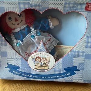 Raggedy Ann 90th Anniversary Hasbro 2005 Doll in Box w/ Certificate